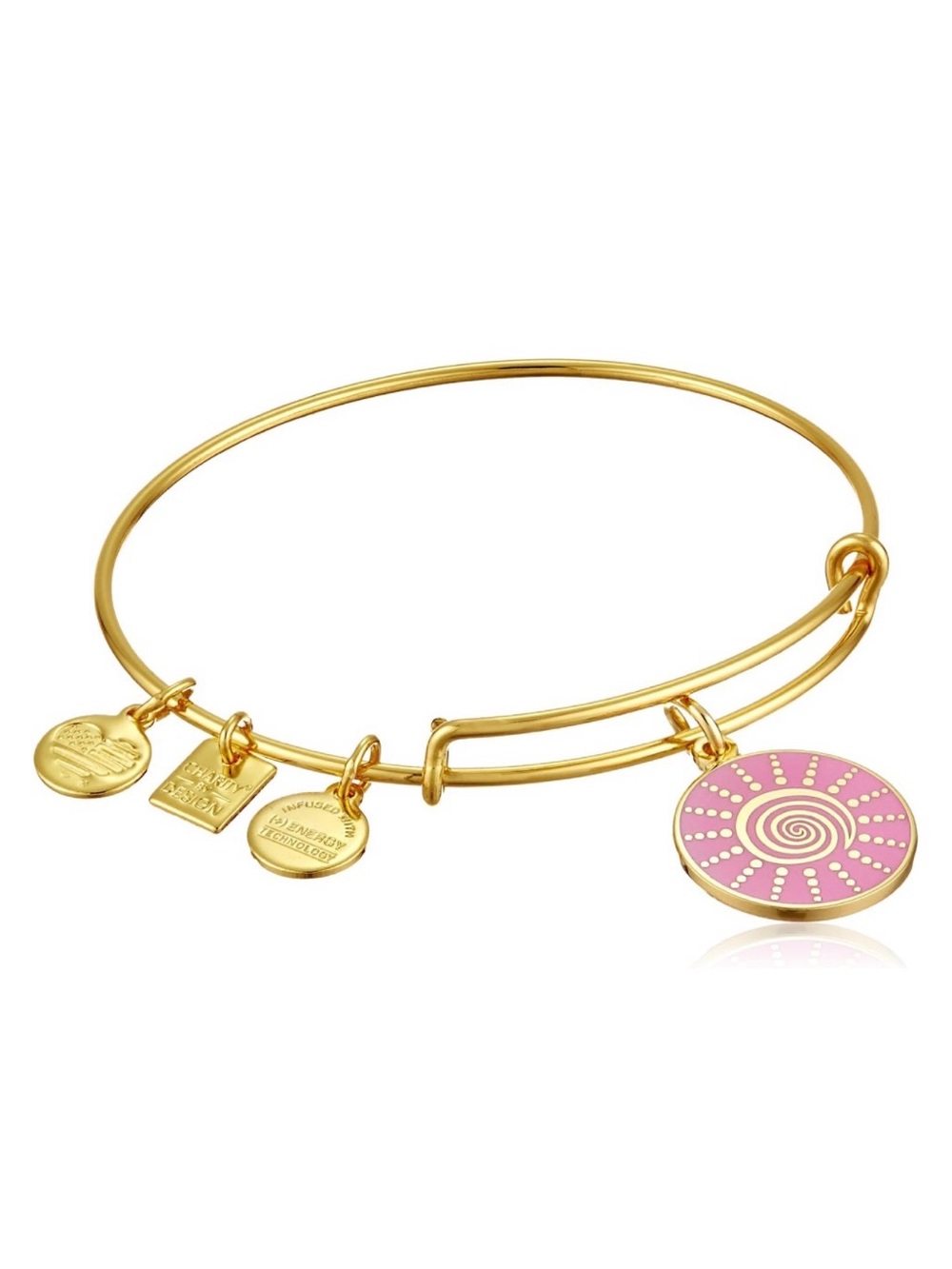 Alex and Ani Spiral Sun Expandable Charm Bangle Bracelet Shiny Gold-tone